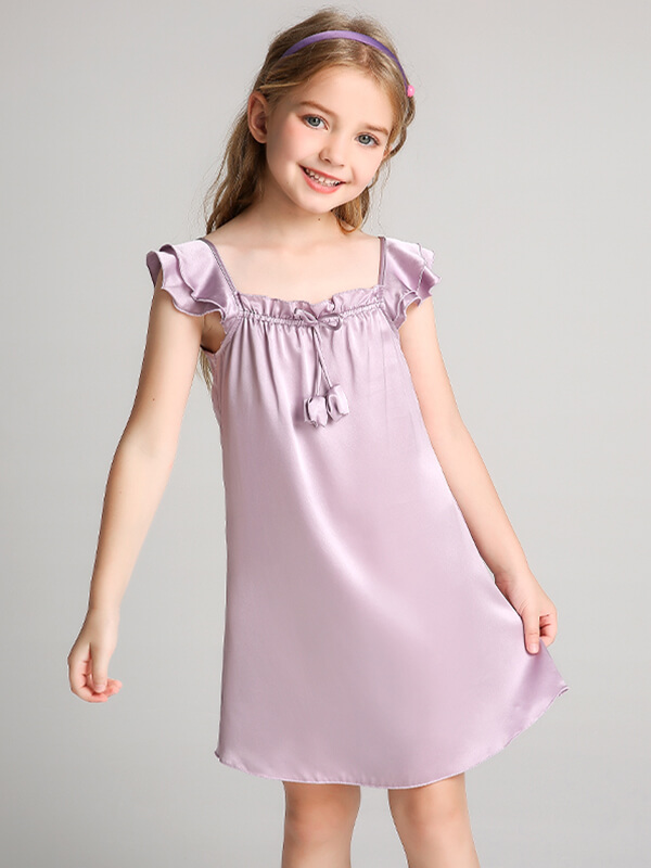 19 Momme Sweet Ruffled Silk Dress for Girls